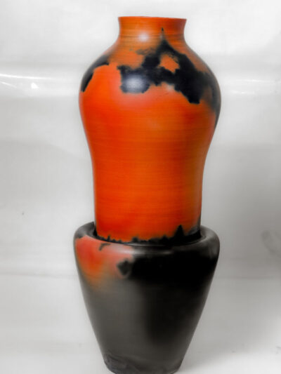 Terracotta Inferno Silhouette Vase – Artisanal Pottery for Living Spaces