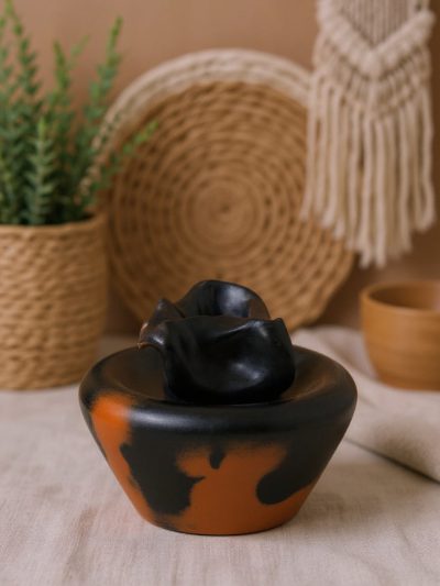 Ethnic Ember Bloom Terracotta Container – Rustic Handmade Pottery