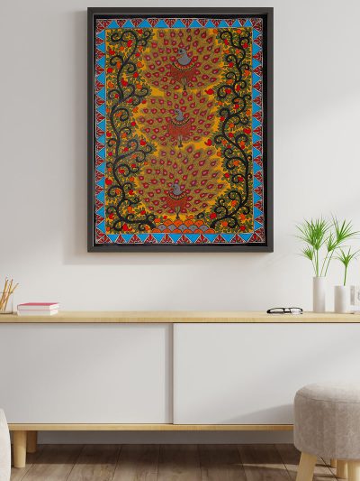 Mor-Milap Artwork – Madhubani Cultural & Artistic Home Accent