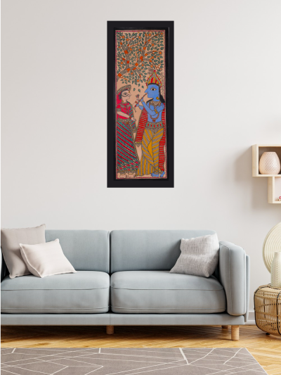 Prem Raag – Radha Krishna Love Madhubani Wall Décor