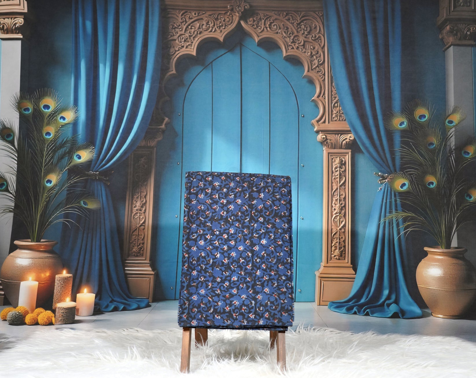 Ajrak Twilight Vine | Handcrafted Ajrak Fabric
