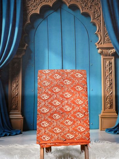 Terracotta Paisley Ajrak Cotton Fabric