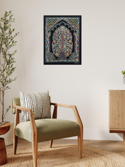 Ornate Arch Tree – Indian Folk Painting Combining Nature & Decorative Patterns