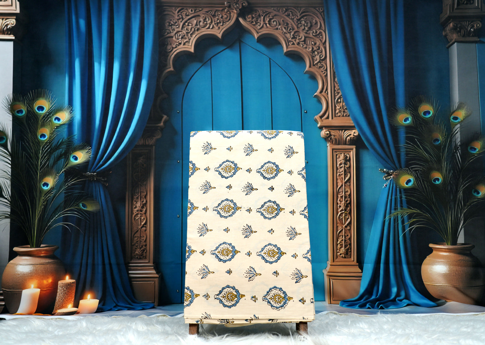 Ajrak Serenity Bloom | Handcrafted Ajrak Fabric