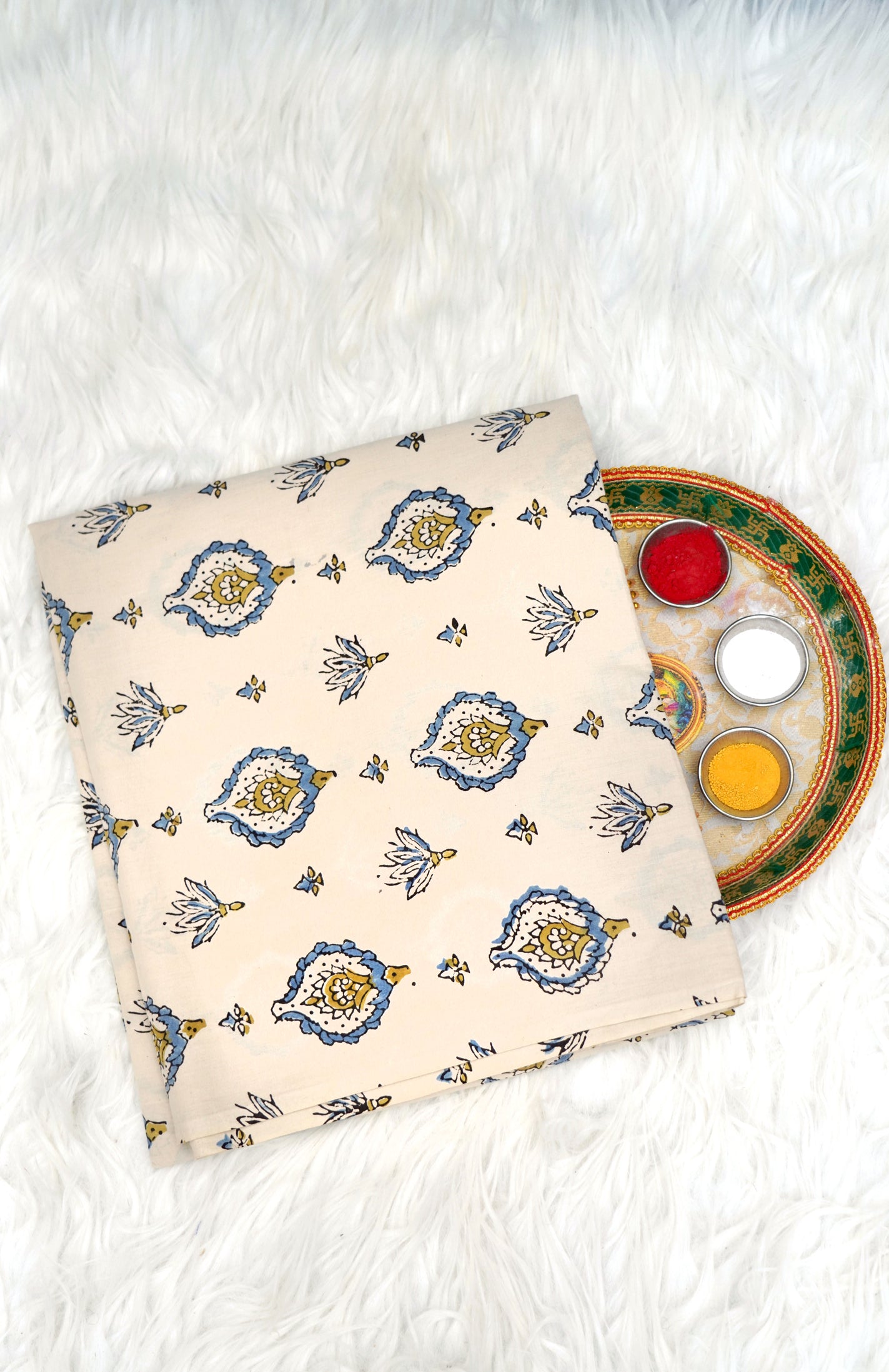 Ajrak Serenity Bloom | Handcrafted Ajrak Fabric
