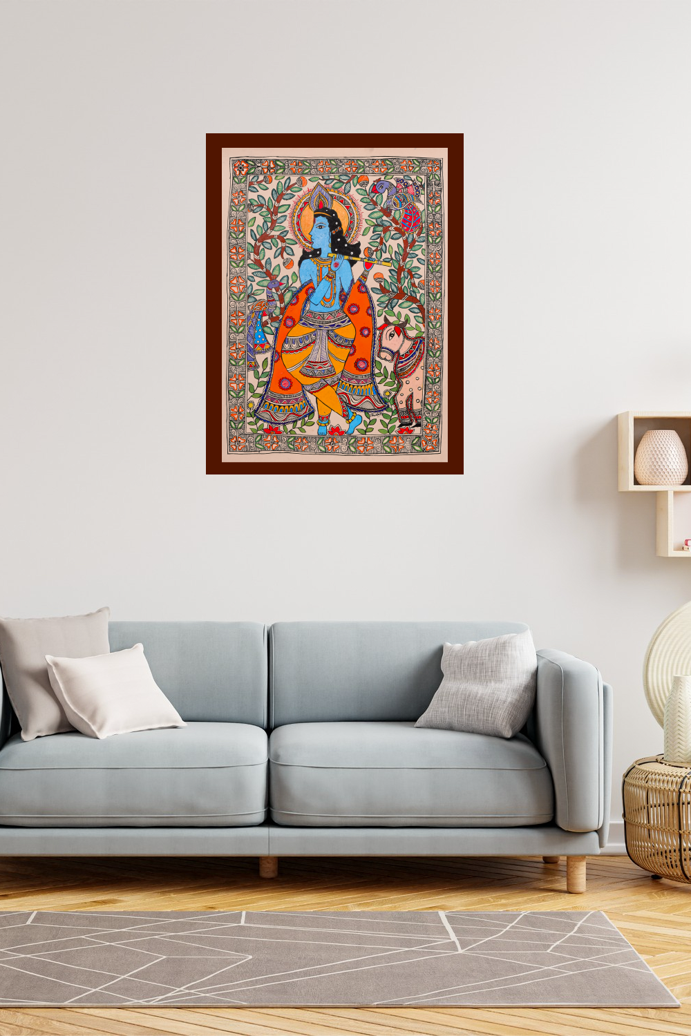 Nandlala ke Leela – Traditional Mithila Madhubani Krishna Painting