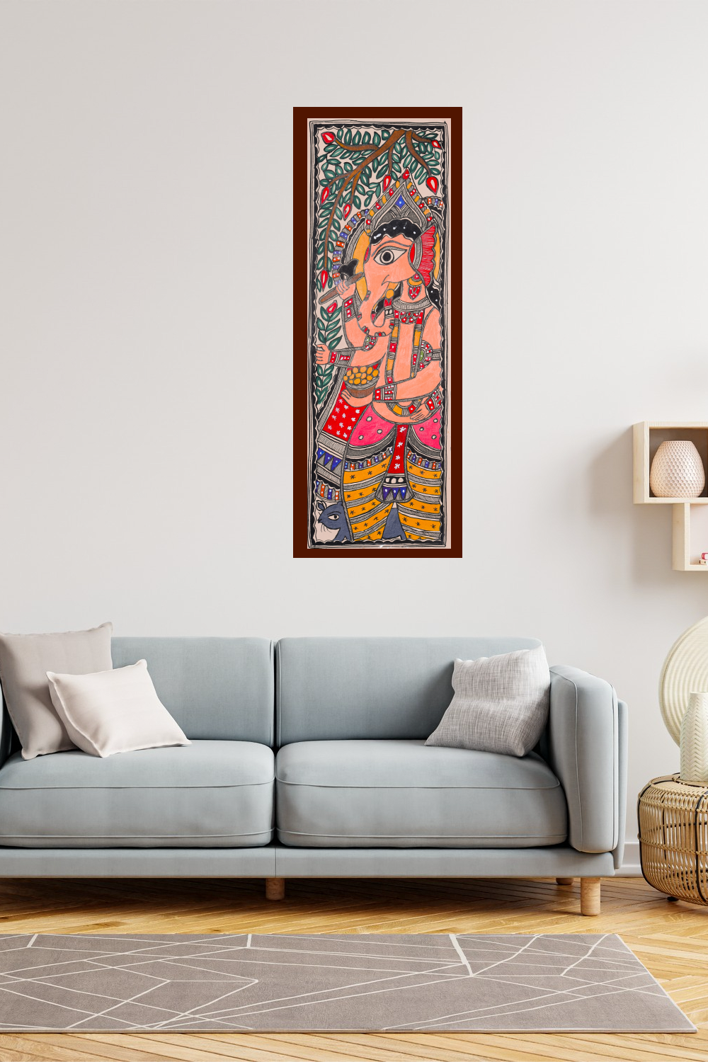 Handmade Vighnaharta Madhubani Painting – Spiritual Home & Office Wall Art