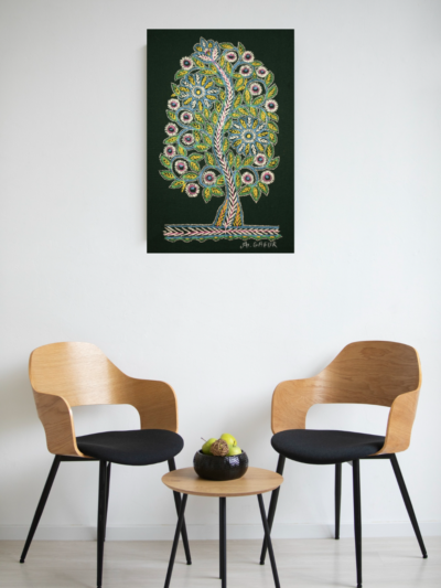 Authentic Handmade Braided Canopy Tree Madhubani Wall Art
