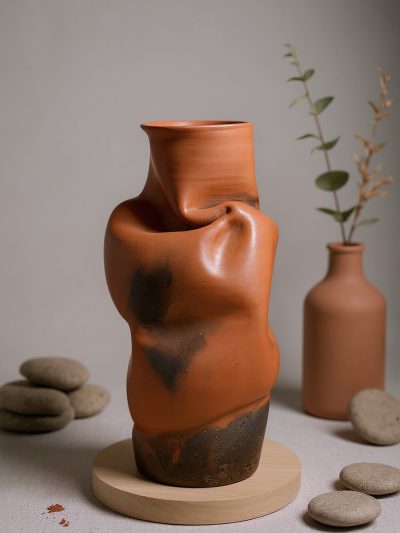 Ethnic Emberfold Terracotta Container – Rustic Handmade Pottery