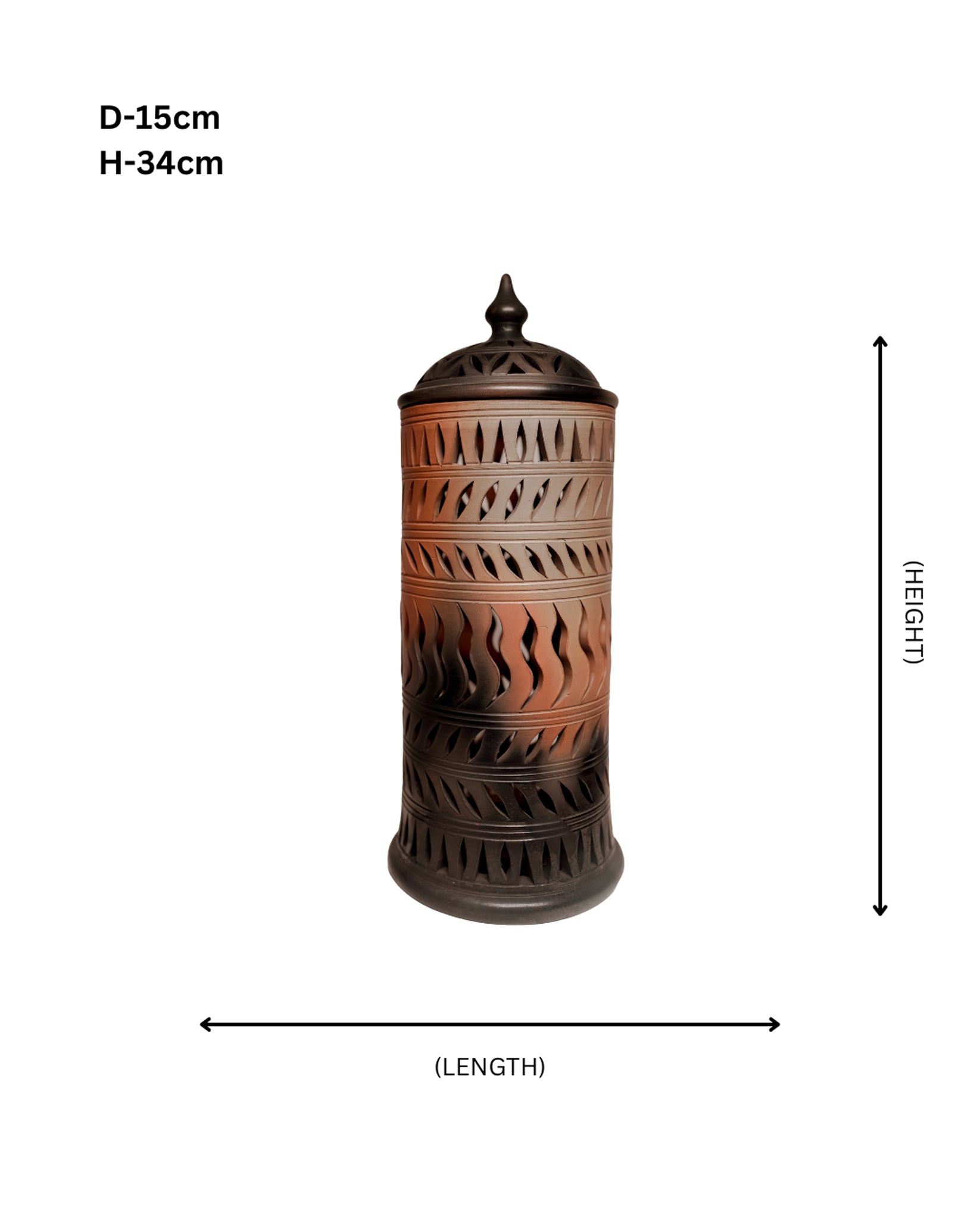 Terracotta Carved Cylinder Lamp