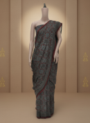 Ajrak Gulnaar Rang | Handwoven Saree