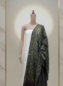 Ajrak Kaali Phoolwari | Handwoven Dupatta