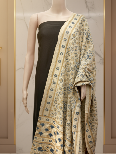 Ajrak Neel Tara | Handwoven Dupatta