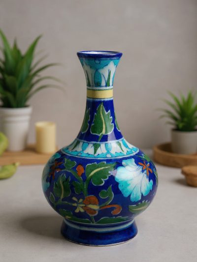 Royal Bloom Blue Pottery Flower Vase
