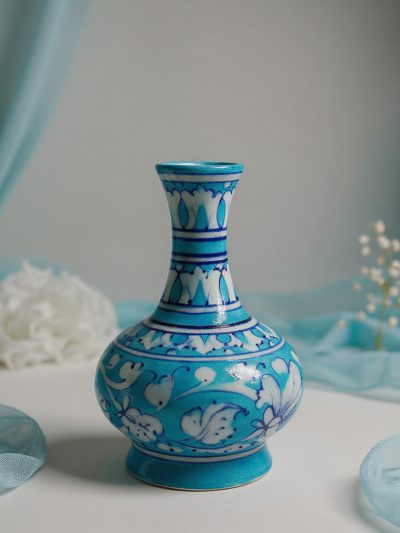 Turquoise Bloom Floral Ceramic Table Vase