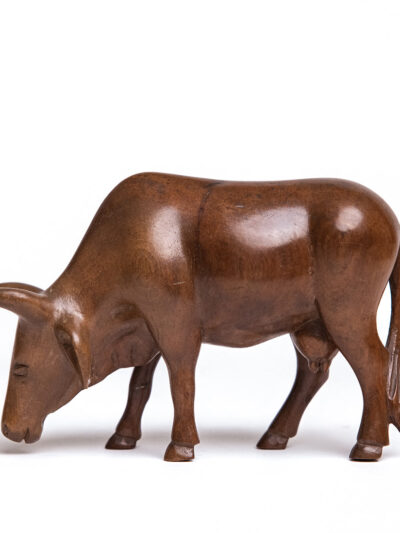 Earthgraze Cow | Handcrafted Wooden Cow Figurine for Home & Décor