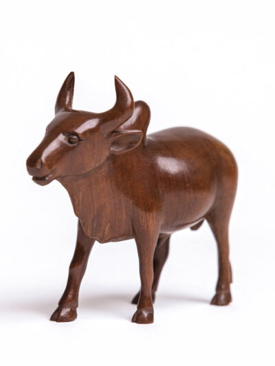Oakstride Nandi | Handcrafted Wooden Bull Idol for Home & Puja