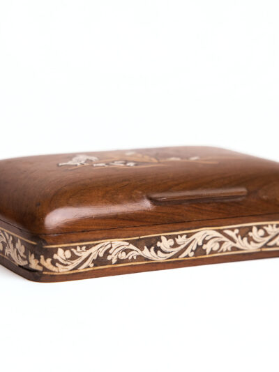 Village Life Walnut Wood Inlay Box | Handcrafted Kashmiri Wooden Art Storage Box