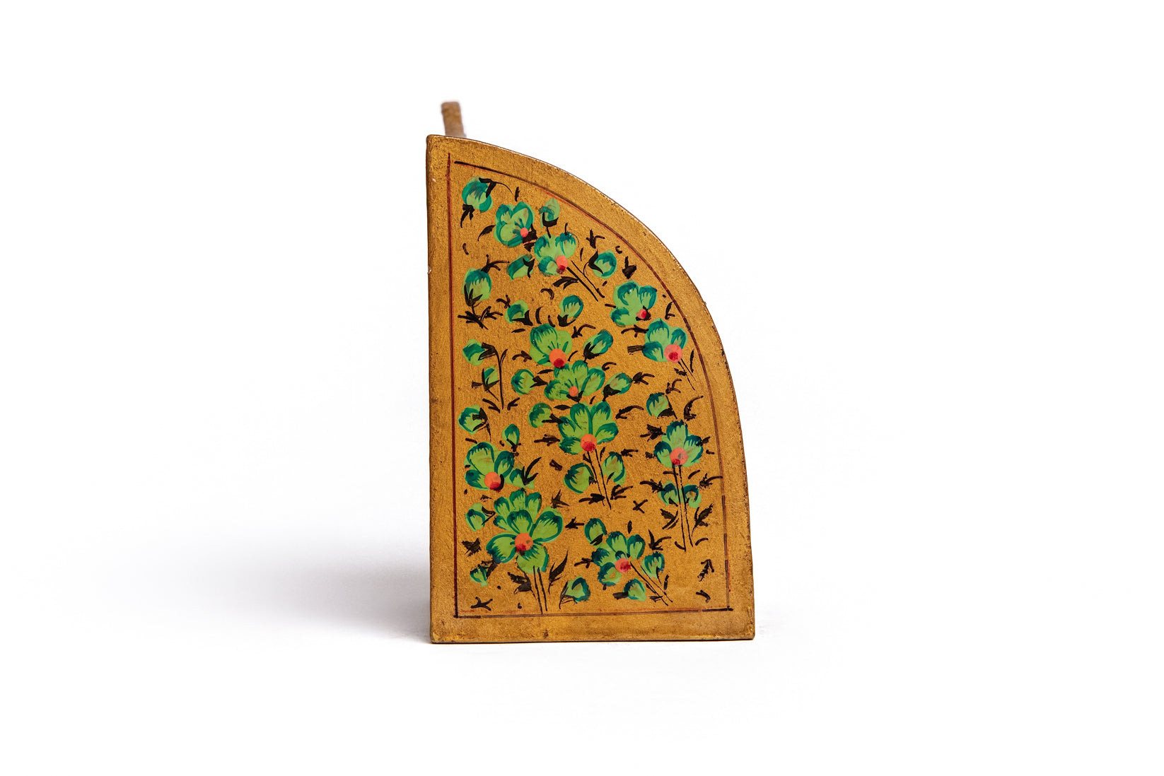 Golden Bloom Card Holder | Handcrafted Wooden & Brass Desk Organizer