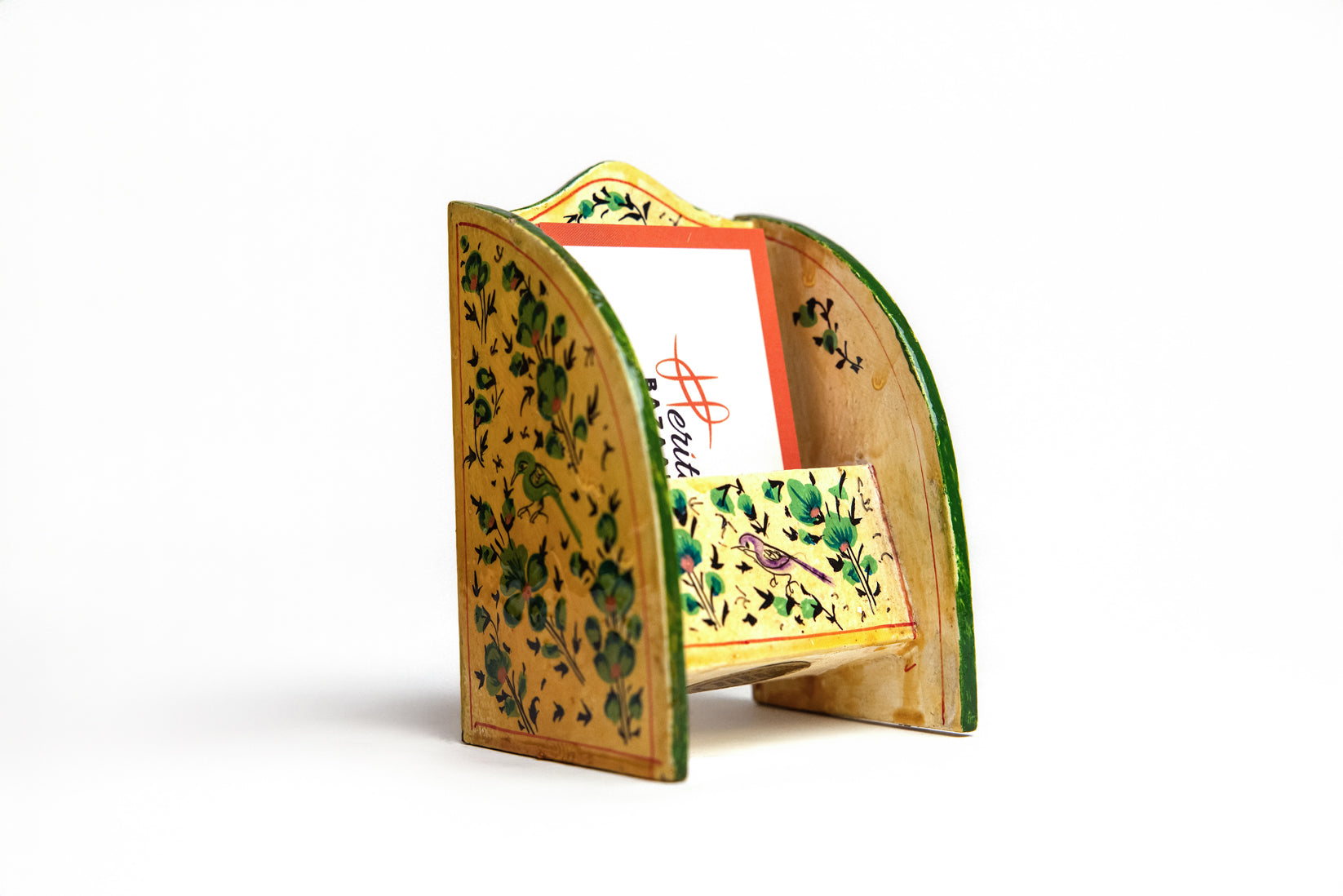 Forest Whisper Card Holder | Handcrafted Wooden Desk Organizer