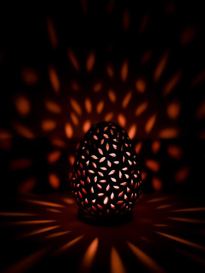 Terracotta Coconut T-Light Holder (Leaf Cut)