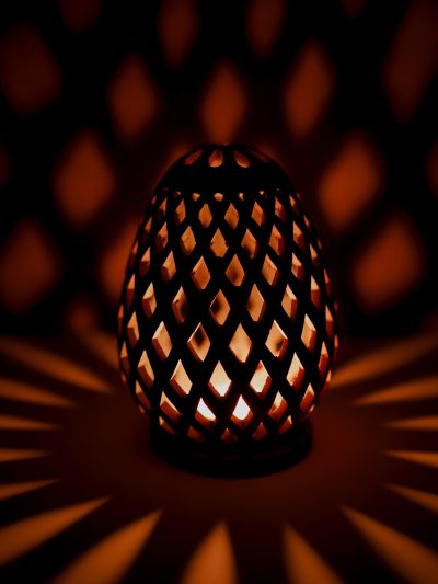 Handmade Earthen Glow T-Light – Diamond Cut Terracotta Candle Décor