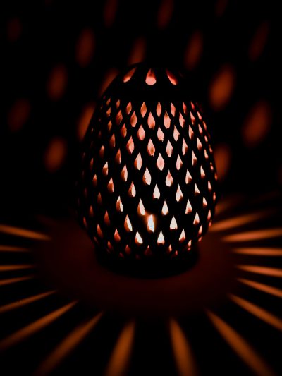 Terracotta Leaf-Cut T-Light Holder