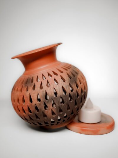 Terracotta Kalash T-Light Holder (Jali Cutwork)