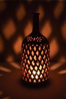 Terracotta Bottle T-Light Holder (Geometric Jali)