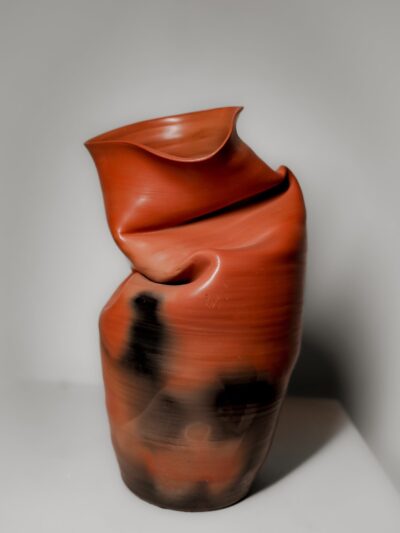 Flame-Fold Terracotta Vase