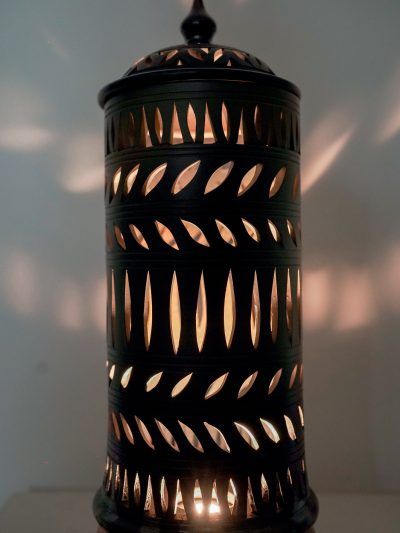 Terracotta Carved Cylinder Lamp