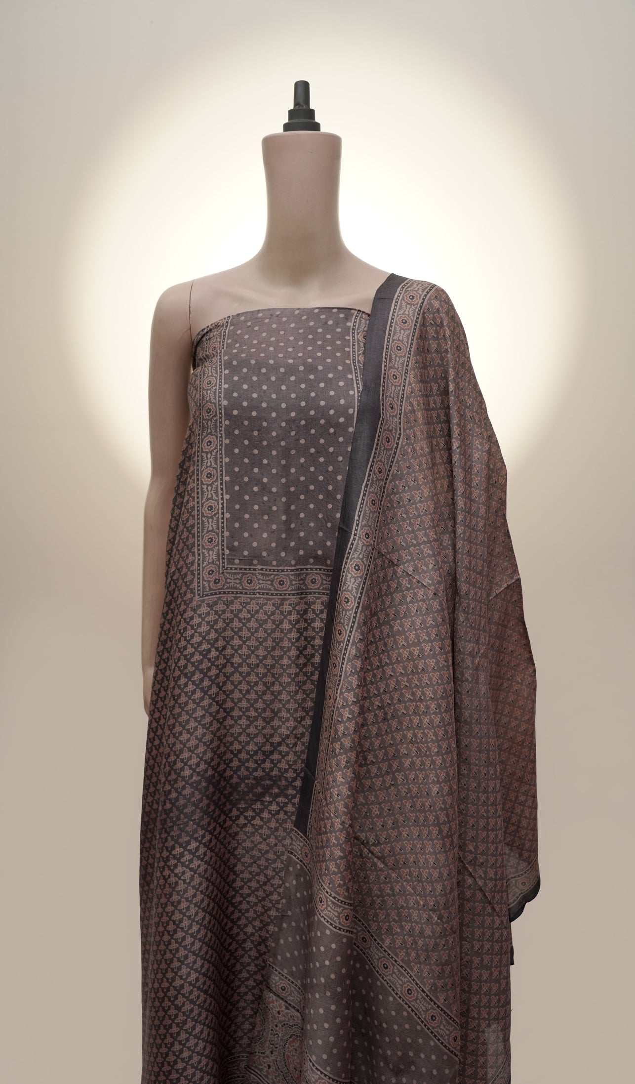 Noorani Ajrak Elegance Suit ? Authentic Handcrafted Indian Textile - Image 3