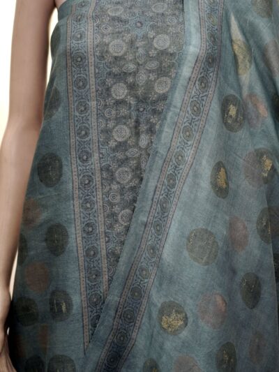 Neel-Gulabi Bindi Ajrak | Handloom Cotton Suit