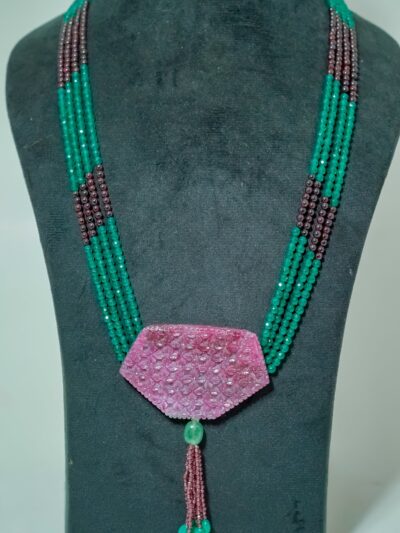 Regal Harmony Ruby-Onyx Necklace – Handcrafted Gemstone Jewellry