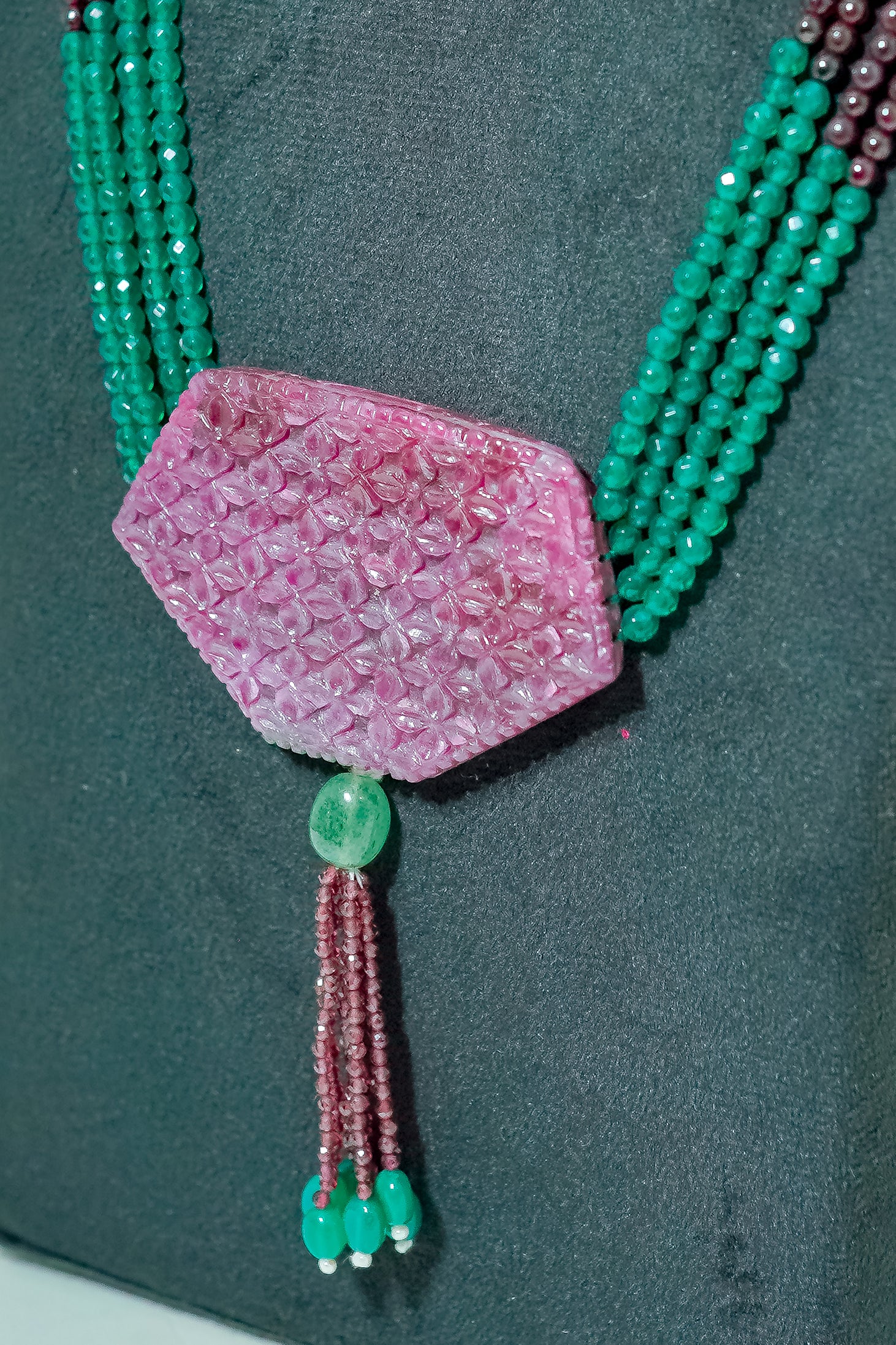 Regal Harmony Ruby-Onyx Necklace – Handcrafted Gemstone Jewellry