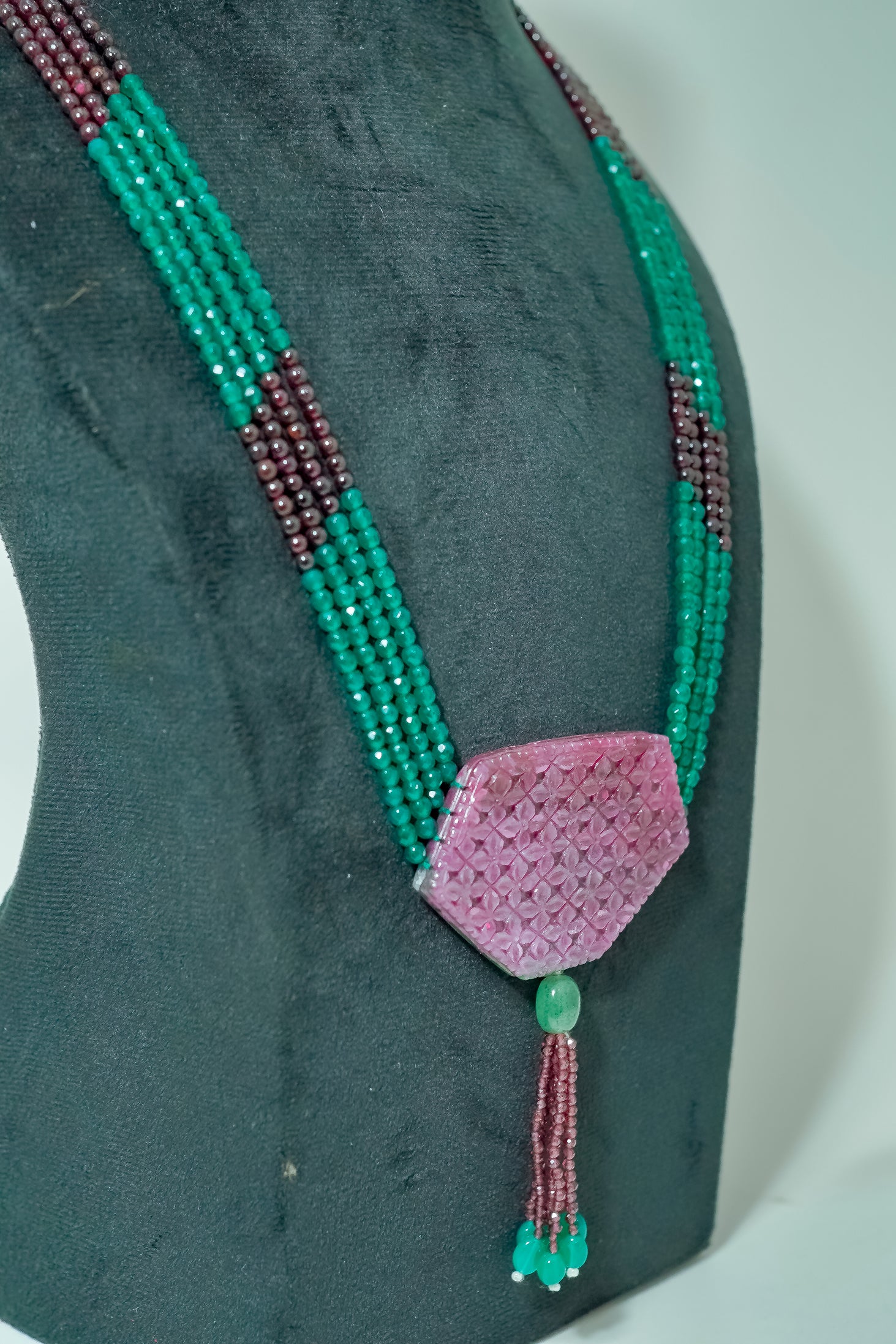 Regal Harmony Ruby-Onyx Necklace – Handcrafted Gemstone Jewellry