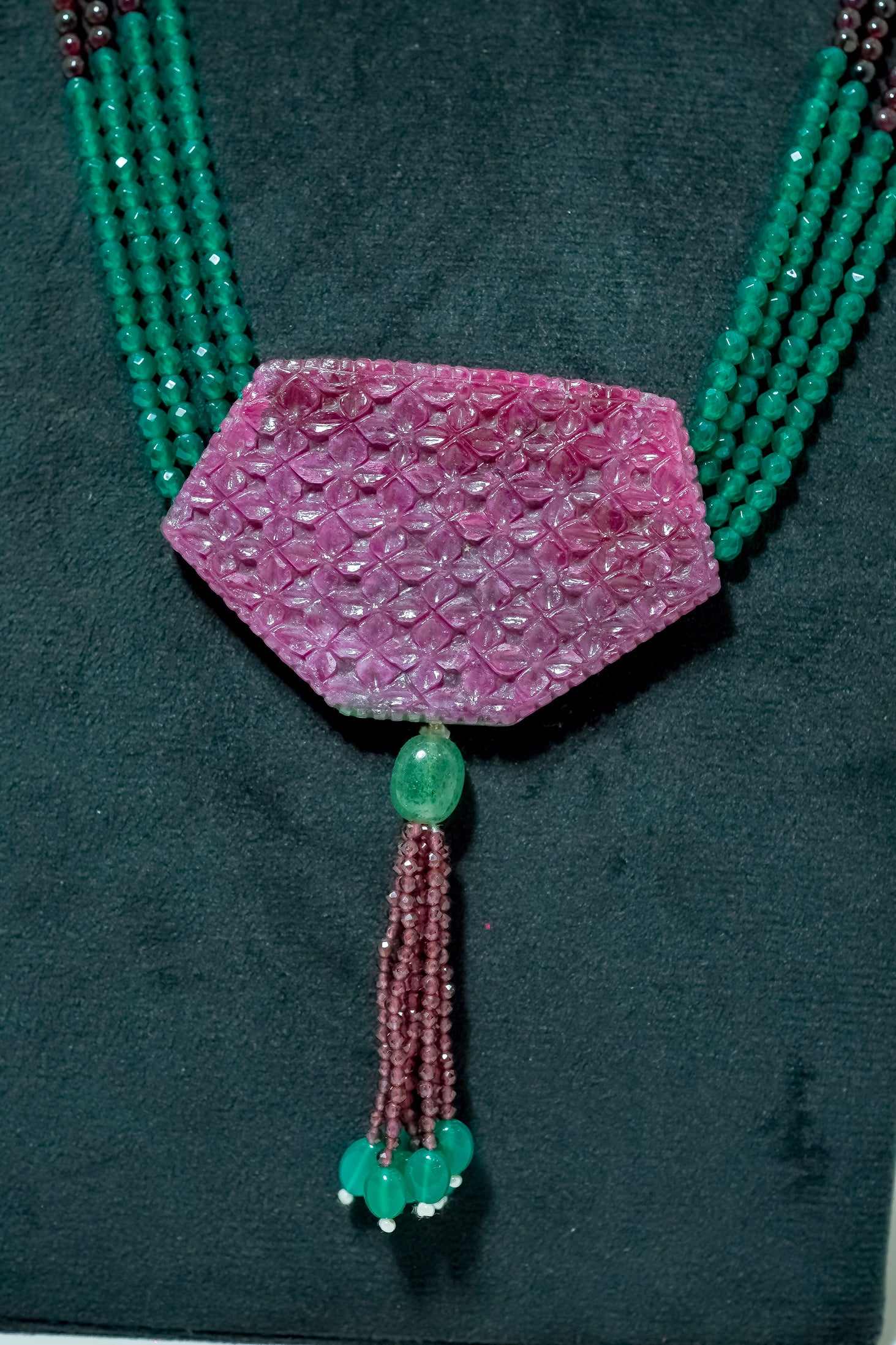 Regal Harmony Ruby-Onyx Necklace – Handcrafted Gemstone Jewellry