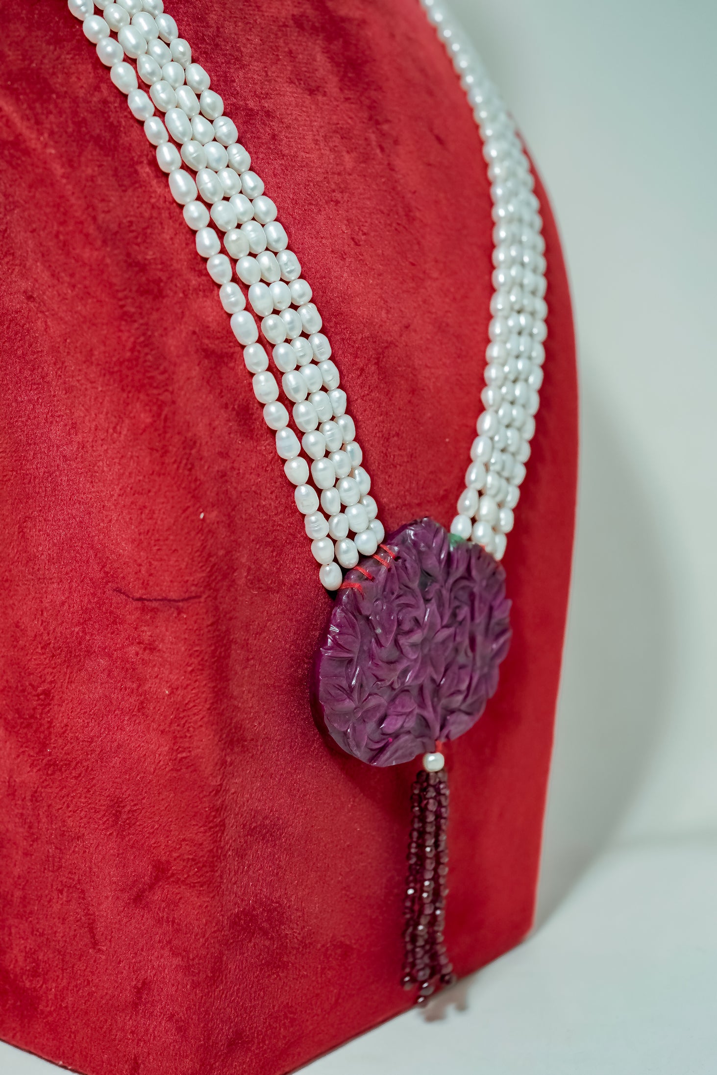 Royal Bloom Ruby-Pearl Jewellry – Festive & Bridal Necklace
