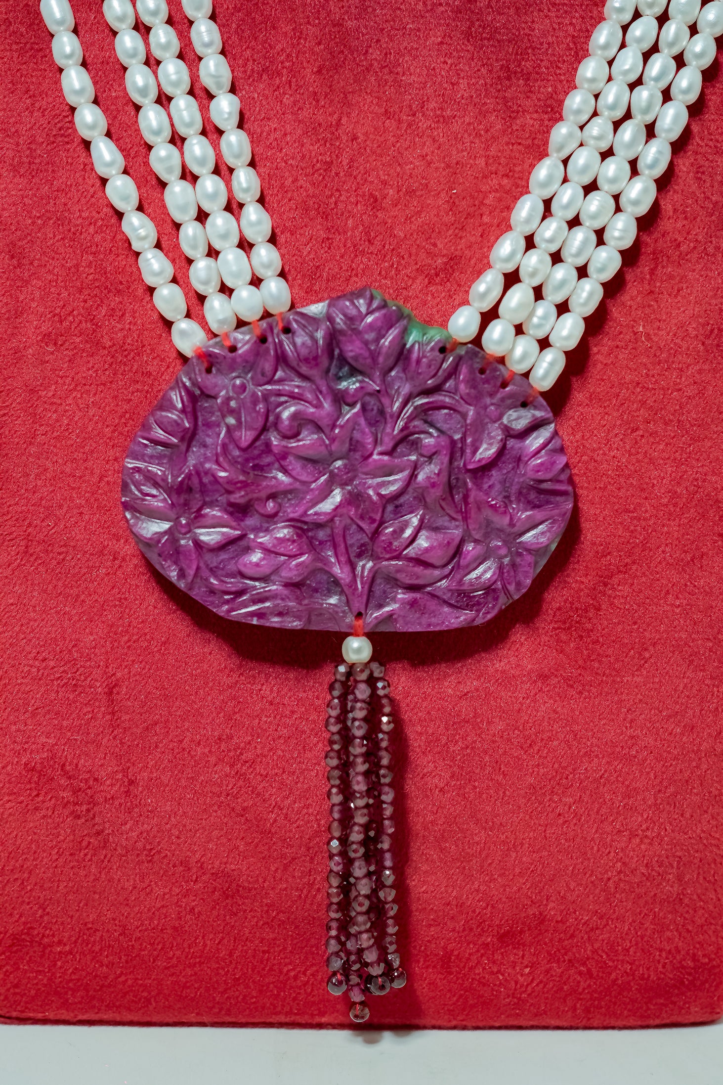 Royal Bloom Ruby-Pearl Jewellry – Festive & Bridal Necklace