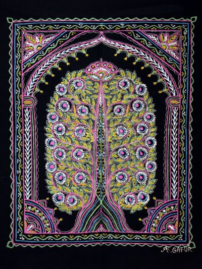 Blooming Peacock Tree – Vibrant Madhubani Folk Art