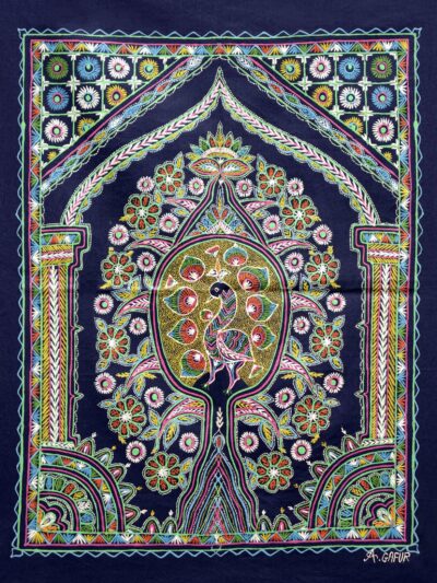 Peacock Tree – Handpainted Madhubani Art Depicting Vibrant Birds & Tree Life