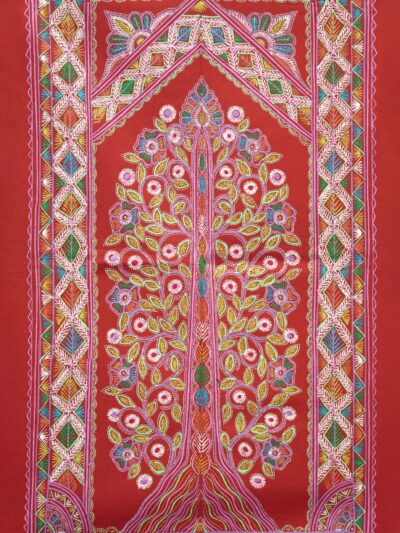 Diamond Border Tree – Indian Folk Painting Combining Nature & Geometric Design