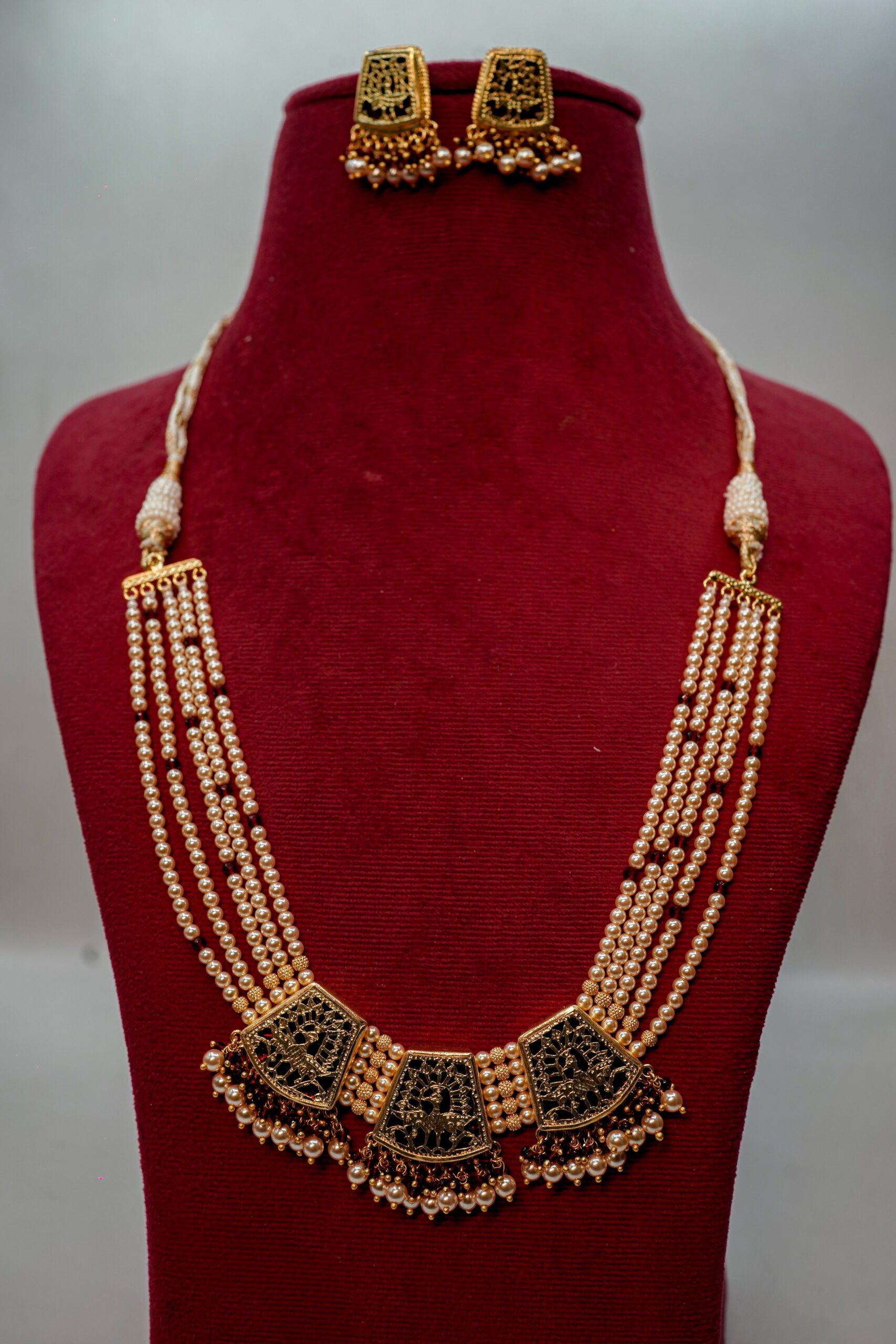 Mughal Muse Thewa Peacock Medallion Necklace Set