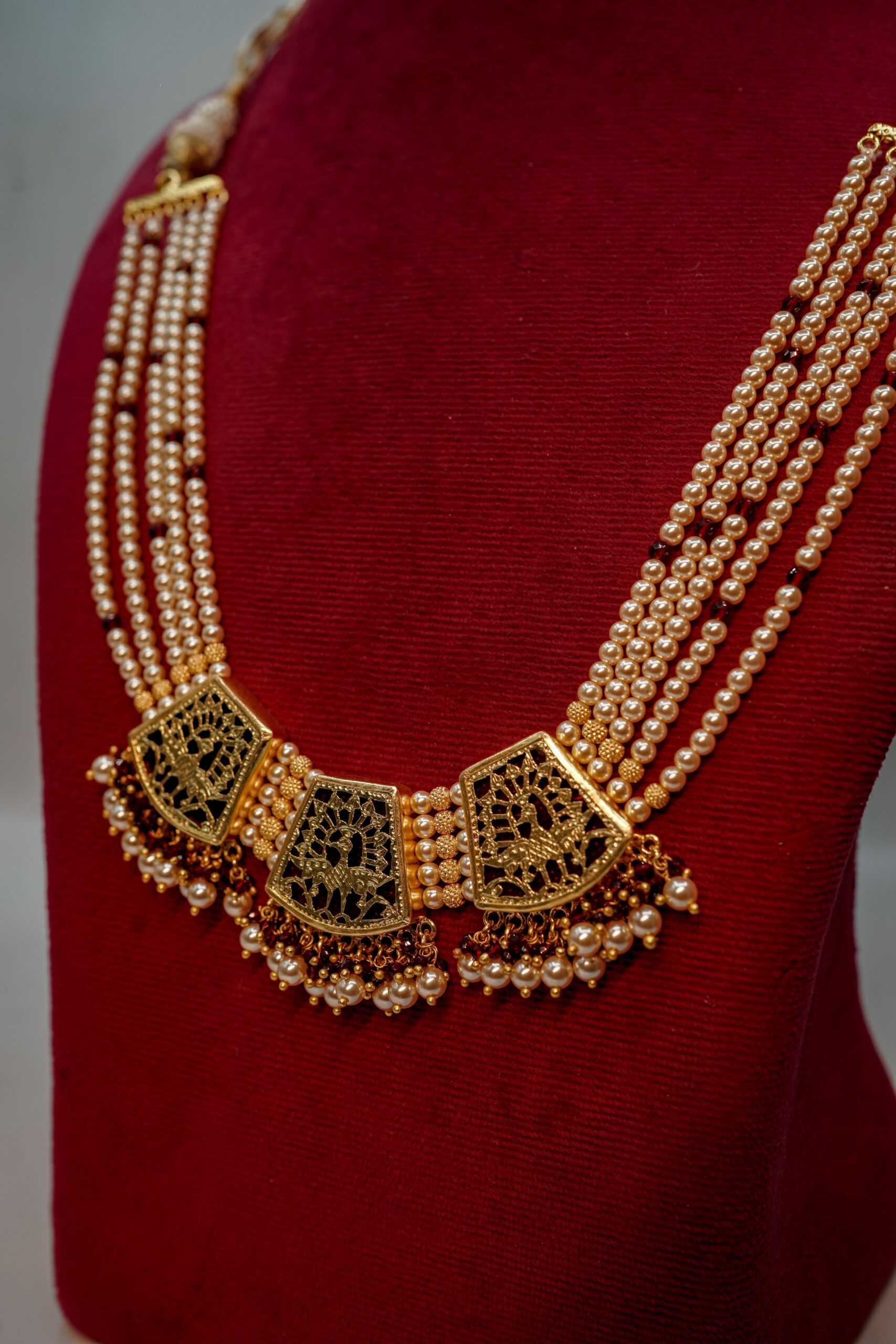 Mughal Muse Thewa Peacock Medallion Necklace Set