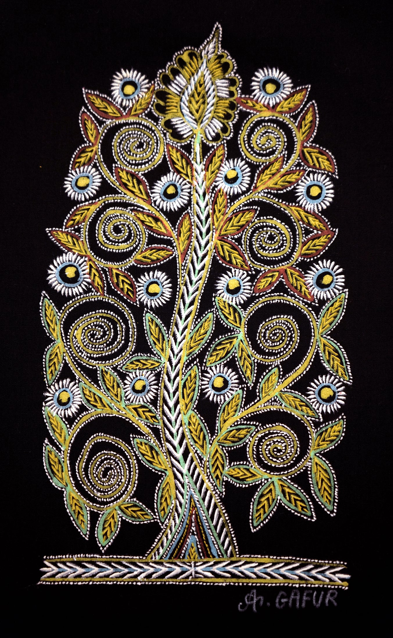 アート・デザイン・音楽 TRICO DESIGN BOOK 261/1000 Crowned Spiral Tree Rogan Art Painting | Traditional Indian Craft