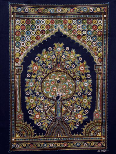 Handcrafted Peacock Medallion Tree Madhubani Artwork – Cultural & Artistic Décor