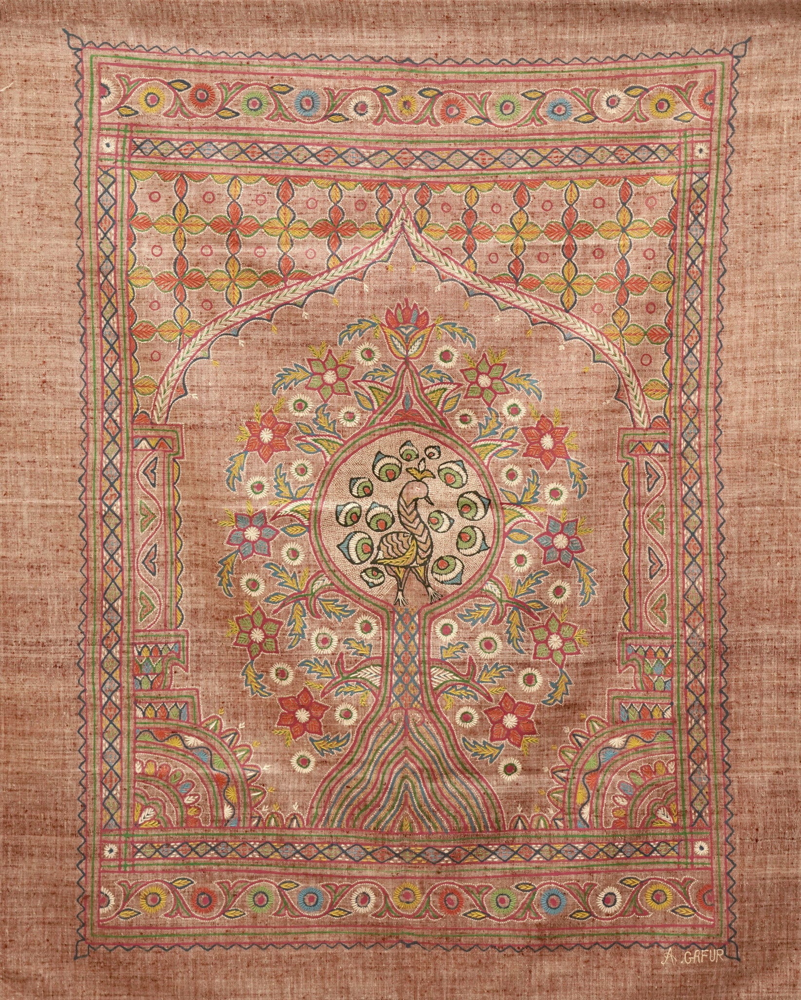 Golden Peacock Tree of Life – Vibrant Madhubani Artwork for Home Décor