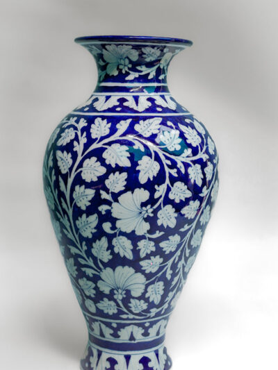 White Vine Indigo Vase | Handcrafted Decorative Floral Vase