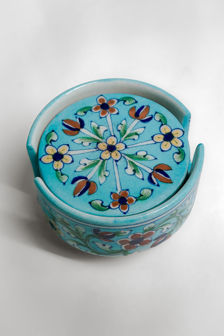 Color Splash Blue Pottery Coasters – Set of 6
