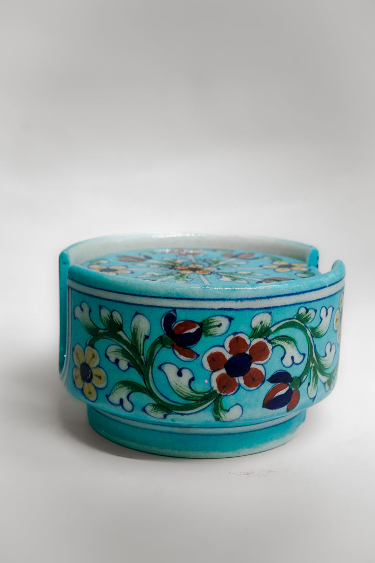 Color Splash Blue Pottery Coasters – Set of 6